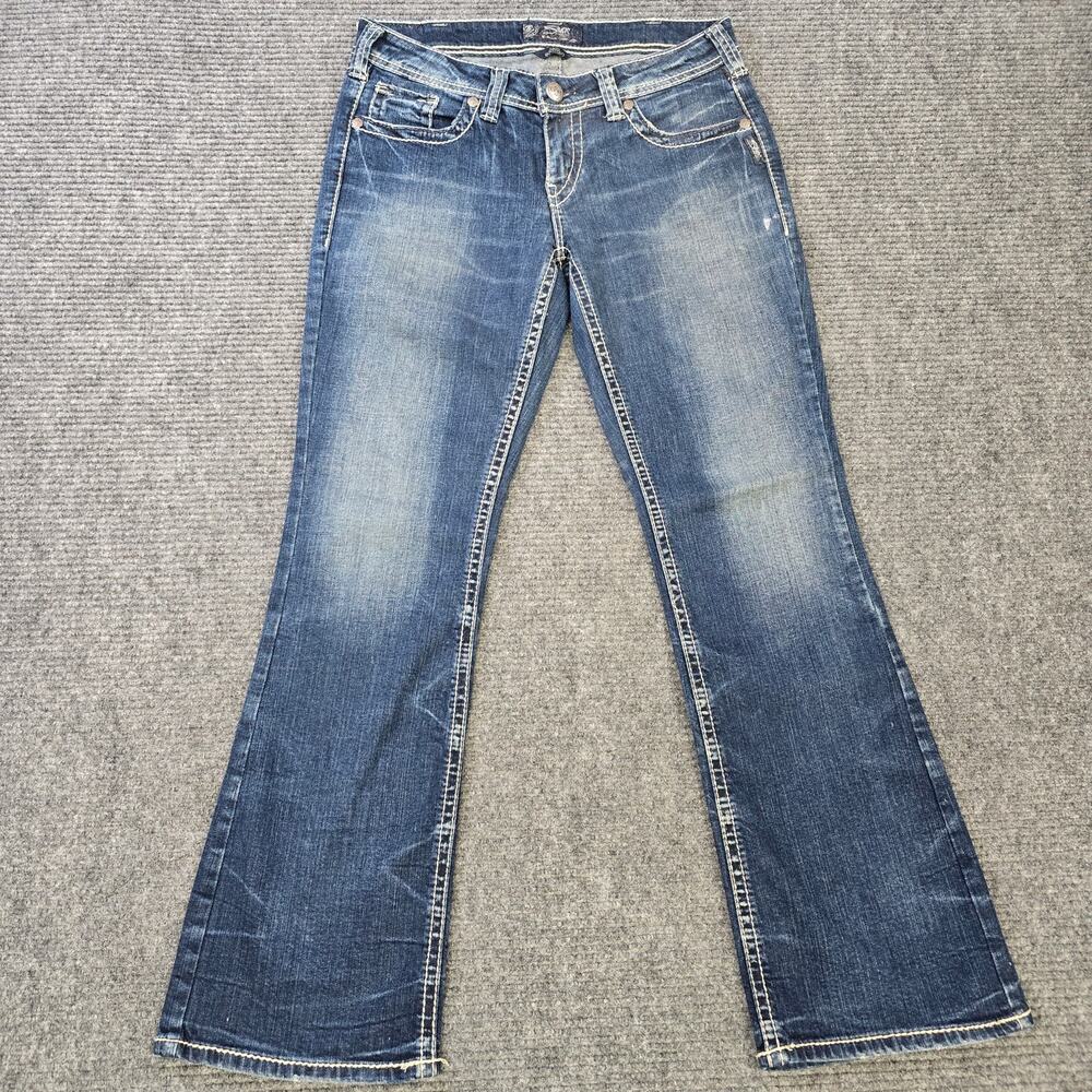 Silver Jeans Aiko Bootcut Womens 30x31 Dark Wash Thick Stitch Flap Pockets
